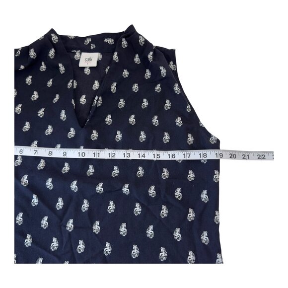 Cabi Womens Black Sleeveless V-Neck Top With White Floral Pattern Size S - Picture 4 of 11